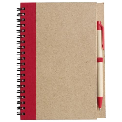 A5 gerecycled notitieboekje met pen rood